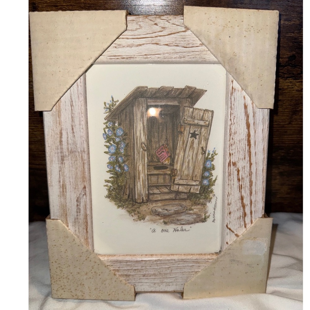 Martha Holcombe A One Holer Outhouse Framed Print Rustic Country Folk Art Decor